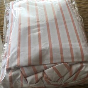 Striped White and Pink Bedding Set